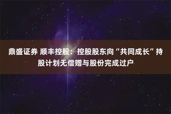鼎盛证券 顺丰控股：控股股东向“共同成长”持股计划无偿赠与股份完成过户